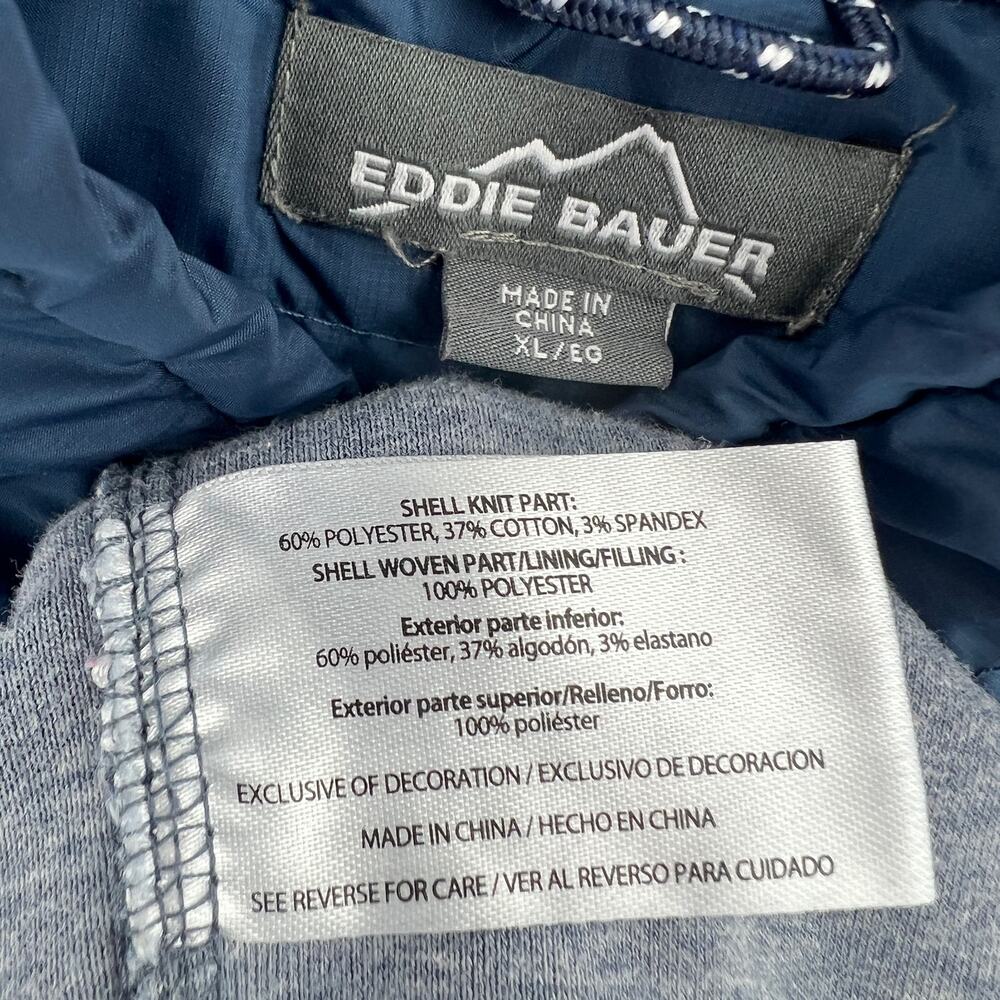 Eddie Bauer XL Men's Blue 1/4 Zip Mock Neck Pullover Sweater Fleece Knit - Picture 4 of 4